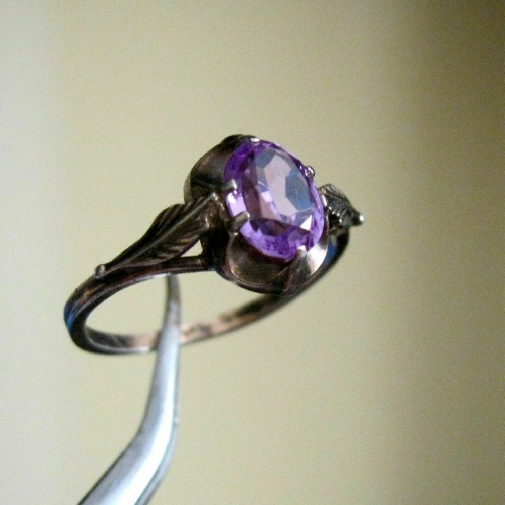 Vintage USSR Silver 875 Lab Alexandrite ring RARE
